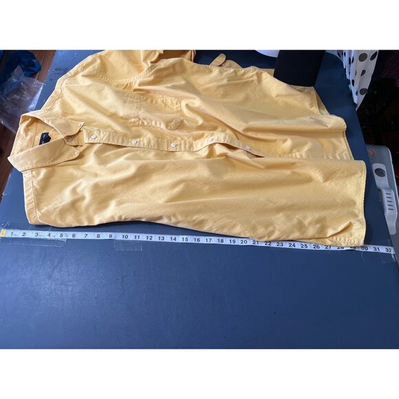 Lands End Mens Yellow Button-Down Shirt XL 17-17.5 Cotton Long Sleeve Business - Picture 2 of 10